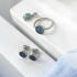 Stud earrings with round doublet blue opal, in 925 rhodium silver