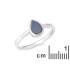 Ring with blue opal doublet from Australia drop, in rhodium silver 925