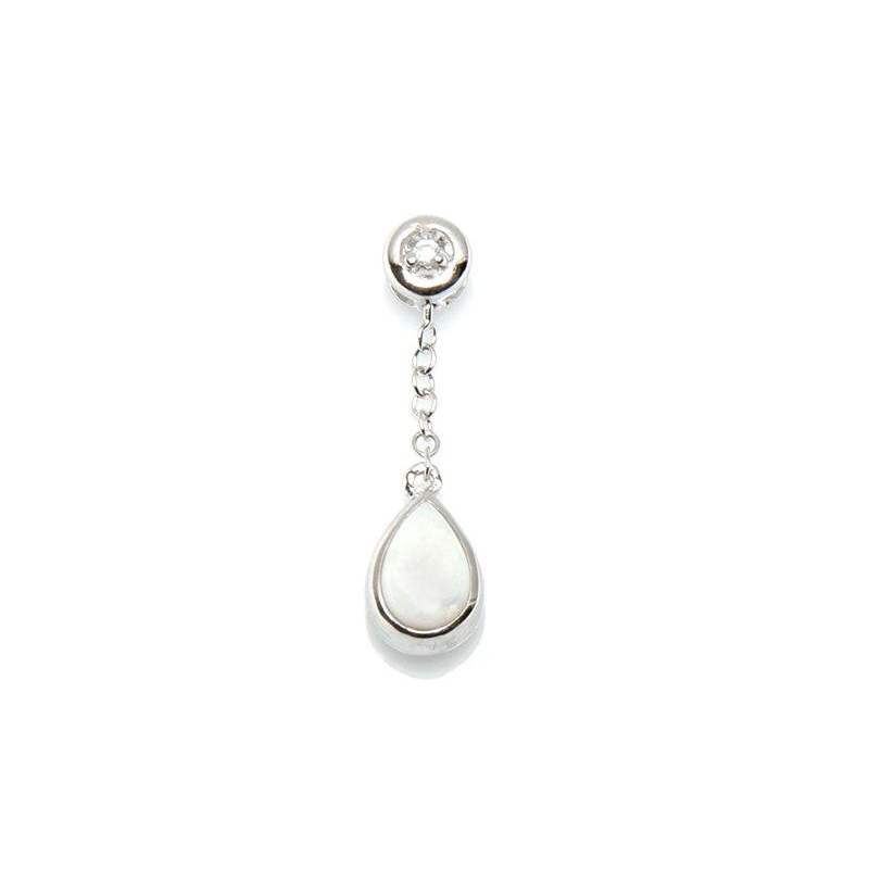 Pendant with opal and zirconium oxide, in rhodium-plated silver 925