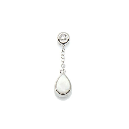 Pingente com opala e óxido de zircônio, em prata 925 com banho de ródio