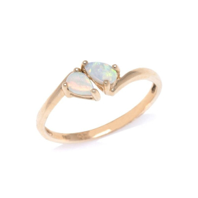 Bague avec opale blanche naturelle d'Australie, en or 750