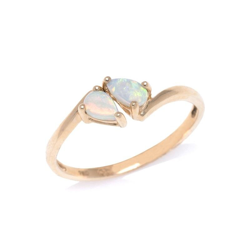 Ring mit natürlichem weißen Opal aus Australien, in 750er Gold