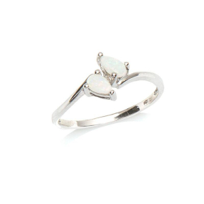 Ring met natuurlijke witte opaal uit Australië, in gerhodineerd zilver 925