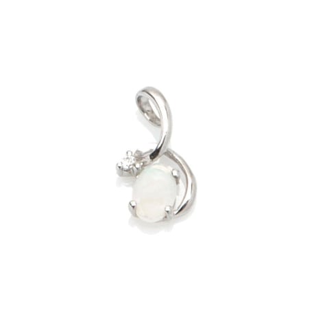 Hanger met opaal en zirkoniumoxide, in 925 gerhodineerd zilver, hoogte 1,3 cm