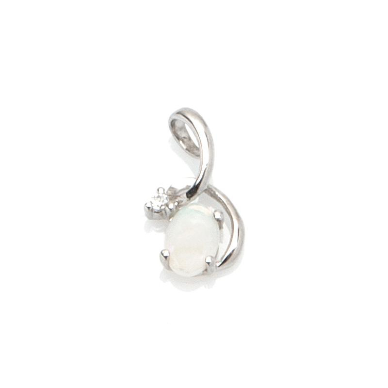 Colgante con ópalo y óxido de circonio, en plata 925 rodiada, altura 1,3 cm