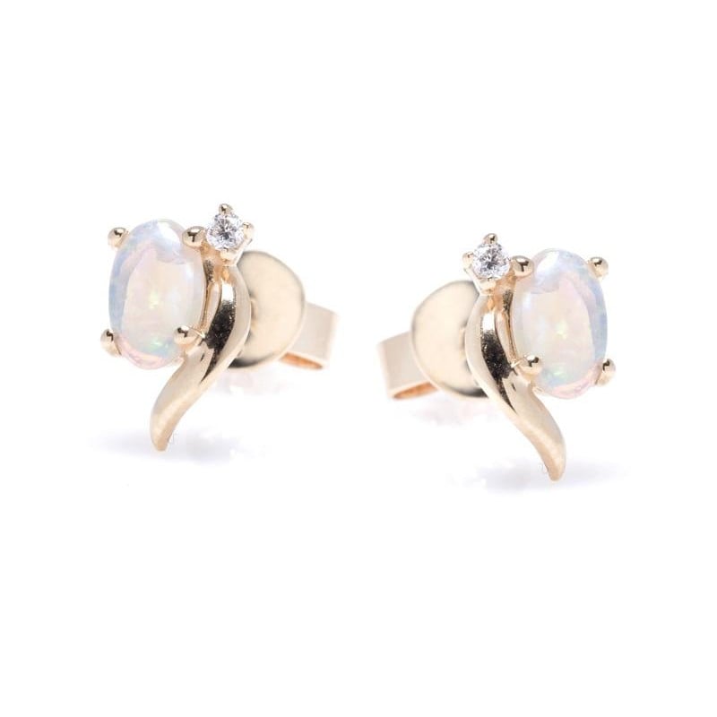 Cercei cu opal si diamante, din aur 750