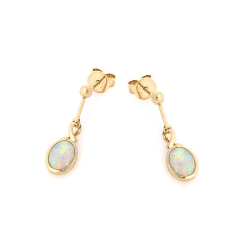 Ohrringe mit natürlichem weißen Opal aus Australien, in 750er Gold