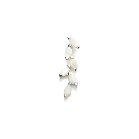 Pendentif avec opale blanche navette, en argent rhodié 925, hauteur 2,3 cm