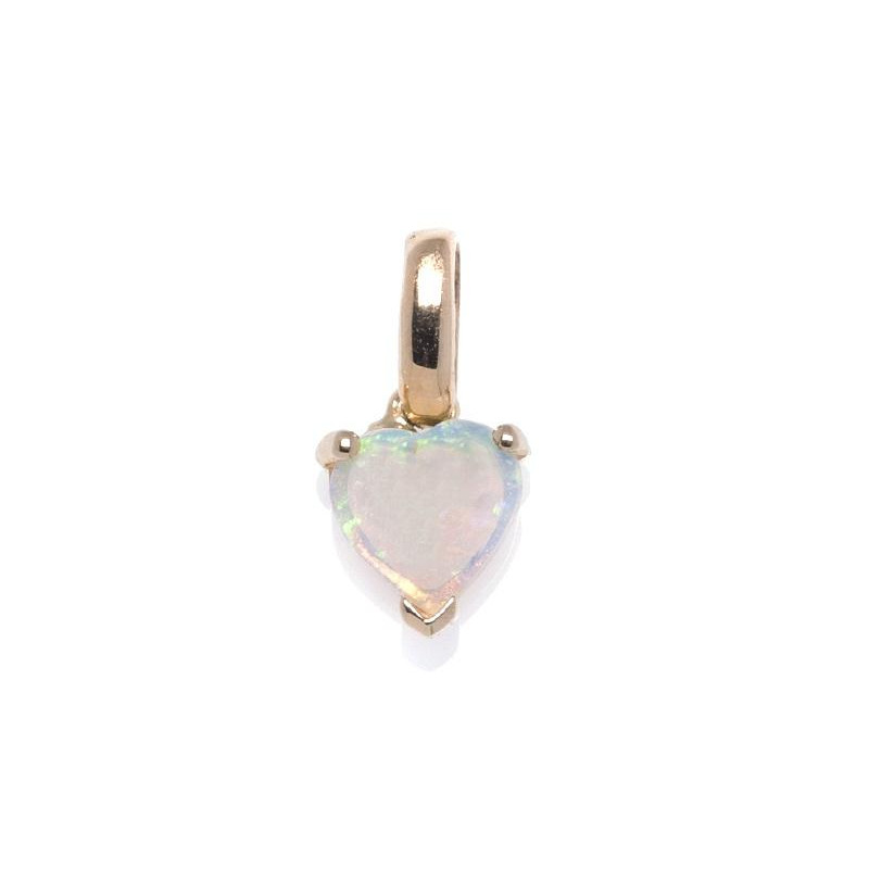 Pendentif coeur avec opale blanche naturelle, en or 750