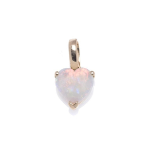 Ciondolo cuore con opale bianco naturale proveniente dall'Australia, in oro 750/1000