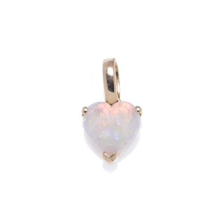 Pendentif coeur avec opale blanche naturelle d'Australie, en or 750/1000