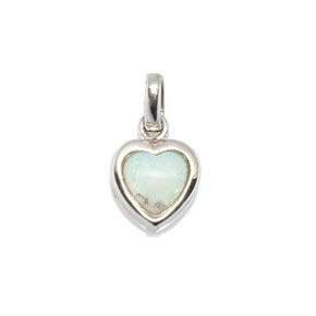 Herzanhänger mit natürlichem weißem Opal, aus 925er rhodiniertem Silber