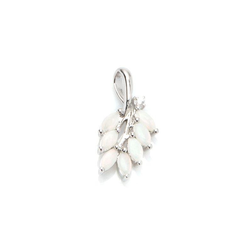 Opal ve zirkonyum oksitli Kolye ucu, 925 rodyum kaplama gümüş, yükseklik 2,5 cm