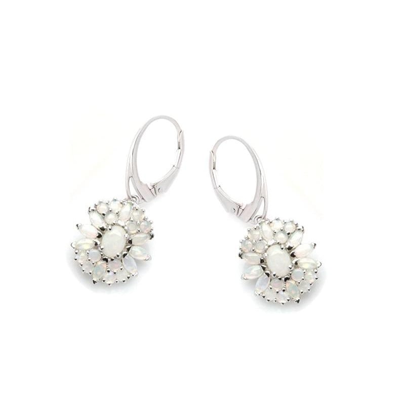 Ohrringe mit natürlichem weißem Opal, aus rhodiniertem Silber 925