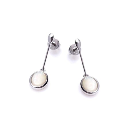 Ohrhänger mit ovalem weißem Opal, aus rhodiniertem Silber 925