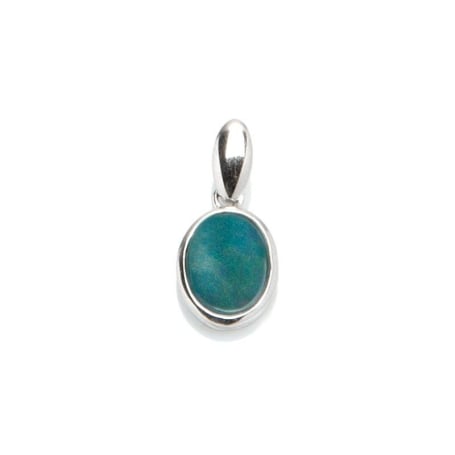 Anhänger mit Dublette aus blauem Opal, aus 925er rhodiniertem Silber, Höhe 1 cm