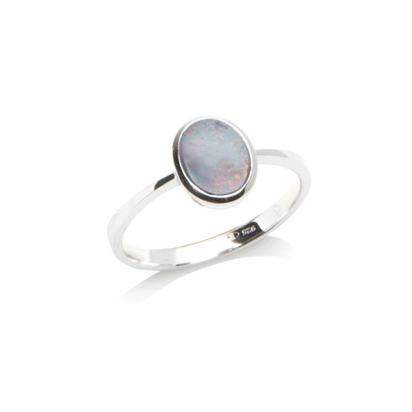 Orecchini Cerchio In Argento Sterling Con Opale Fuoco E Blu - Huggie