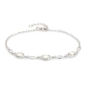 Bracelet avec opale et oxyde de zirconium, argent rhodié 925, longueur 18+1 cm