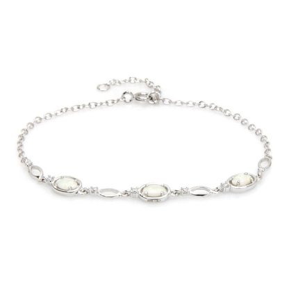 Opal ve zirkonyum oksitli bileklik, 925 gümüş rodyum kaplama, uzunluk 18+1 cm
