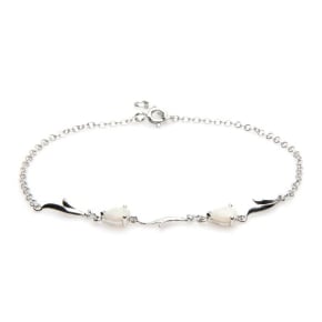 Armband met opaal en zirkoniumoxide, gerhodineerd zilver 925, lengte 18+1 cm