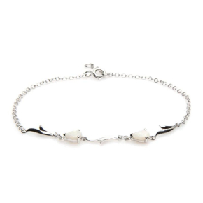 Bracelet avec opale et oxyde de zirconium, argent rhodié 925, longueur 18+1 cm