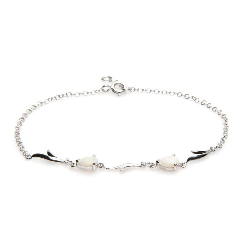 Armband mit Opal und Zirkonoxid, rhodiniertes Silber 925, Länge 18+1 cm