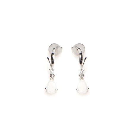 Ohrhänger mit Opal und Zirkonoxid, rhodiniertes Silber 925