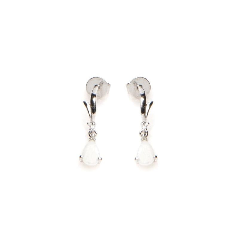 Orecchini pendenti con opale e ossido di zirconio, argento 925 rodiato