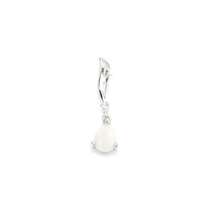 Pingente com gota de opala e óxido de zircônio, em prata 925 com banho de ródio