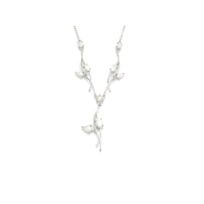 Halsketting met witte opaal, in 925 gerhodineerd zilver, lengte 42 + 3 cm