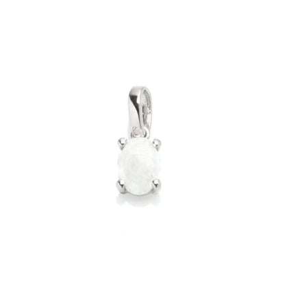 Pingente com opala branca australiana oval natural, em prata 925 banhada a ródio