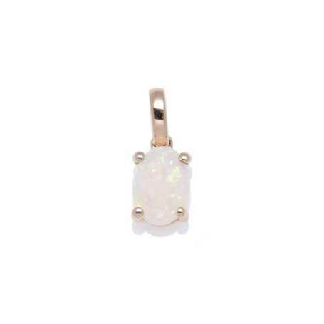 Pingente com opala branca australiana oval natural, em ouro 750