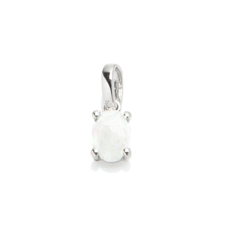 Pandantiv cu opal natural oval alb australian, din argint 925 placat cu rodiu