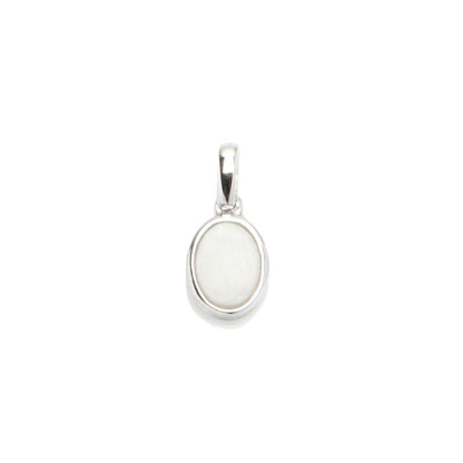 Pendente con opale bianco australiano naturale ovale, in argento 925 rodiato