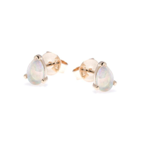 Clous d'oreilles avec opale blanche naturelle d'Australie goutte, en or 750