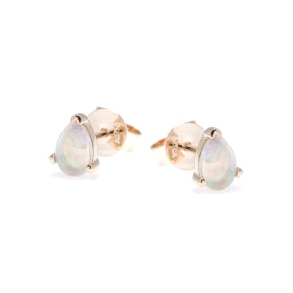 Brincos com gota de opala australiana branca natural, em ouro 750