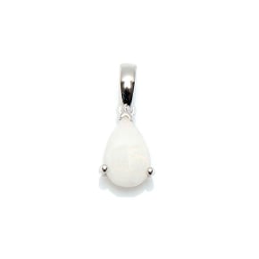 Pendentif avec opale blanche naturelle d'Australie goutte, en argent rhodié 925