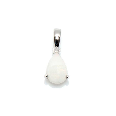 Pendentif avec opale blanche naturelle d'Australie goutte, en argent rhodié 925