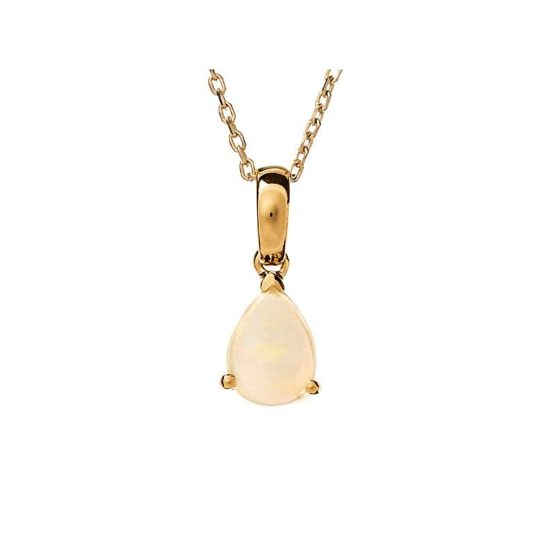 Pingente com gota de opala australiana branca natural, em ouro 750