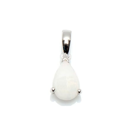 Pendentif avec opale blanche naturelle d'Australie goutte, en argent rhodié 925