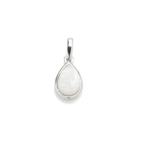Pingente com gota opala branca, em prata 925 banhada a ródio, altura 0,9+0,6 cm
