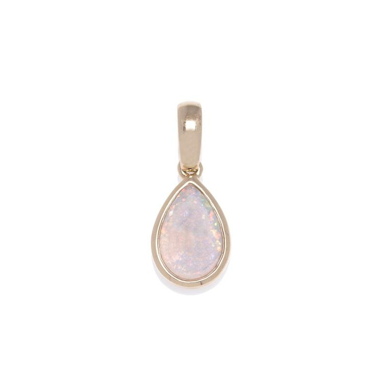 Pingente com gota de opala australiana branca natural, em ouro 750
