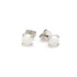 Stud earrings with round natural white opal, in 925 rhodium silver
