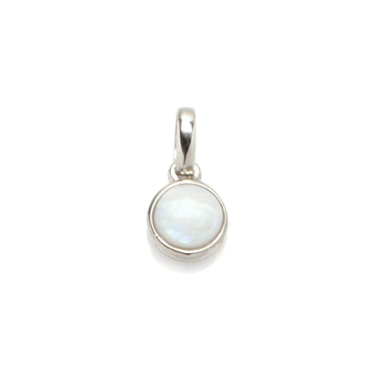 Anhänger mit natürlichem weißem Opal aus Australien, rund, aus rhodiniertem Silber 925