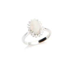 Anillo con ópalo ovalado y...