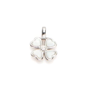 Anhänger mit weißem Opalherz, aus 925er rhodiniertem Silber, Höhe 1+0,6 cm