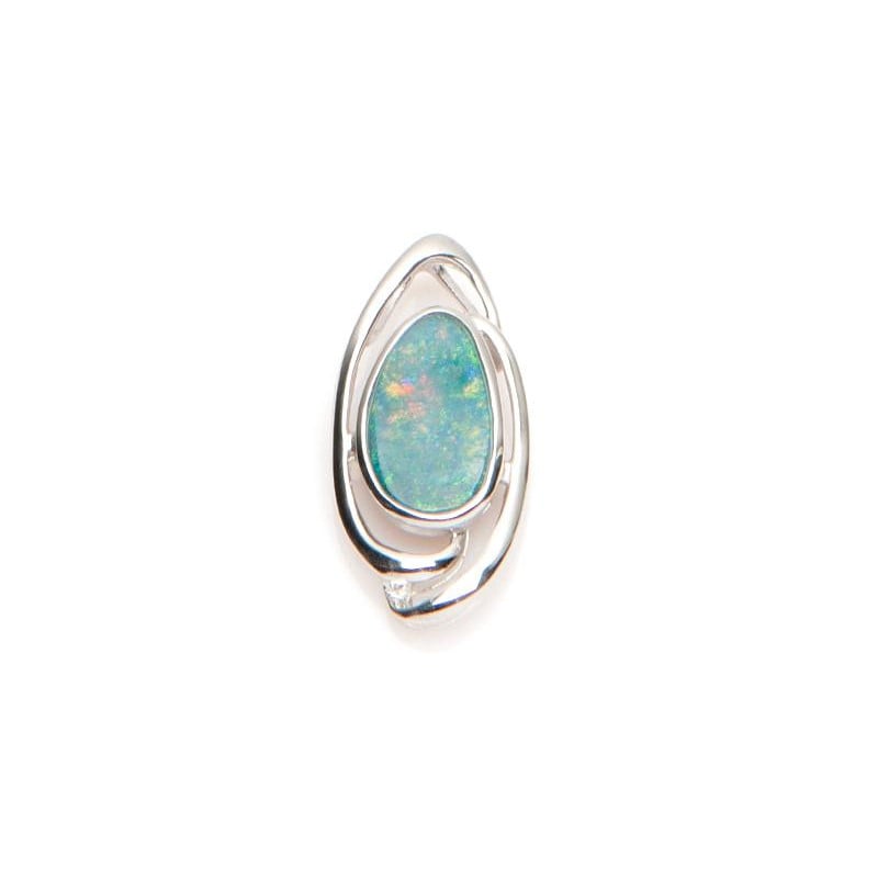 Colgante con doblete australiano ovalado de ópalo azul, en plata 925 rodiada