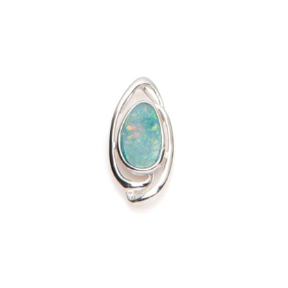 Colgante con doblete australiano ovalado de ópalo azul, en plata 925 rodiada