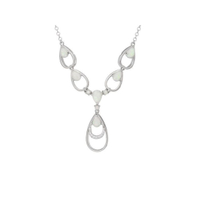 Collier avec opale coeur et oxyde de zirconium, en argent rhodié 925, 42 + 3 cm
