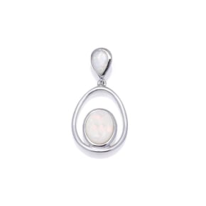Pendentif avec opale blanche, en argent rhodié 925, hauteur 2,8 cm